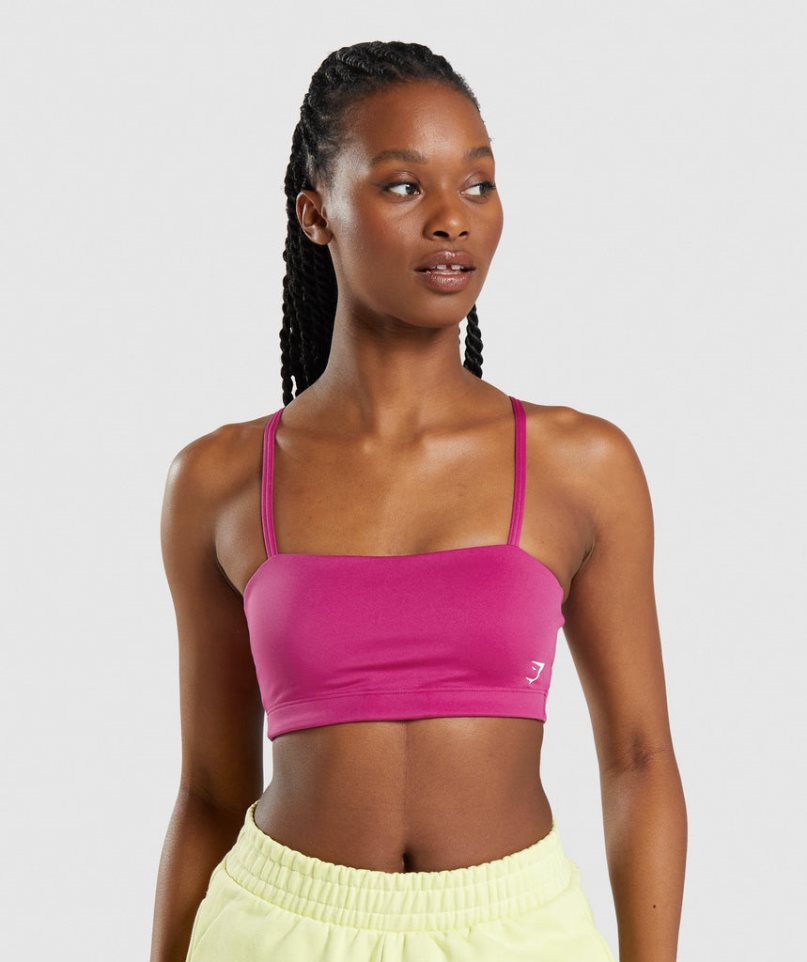 Staniki Sportowe Gymshark Bandeau Damskie Różowe | PL 319IAN